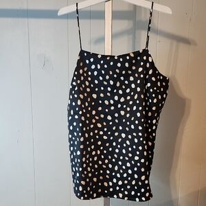 Ann Taylor Black Shirt with Cream Dots